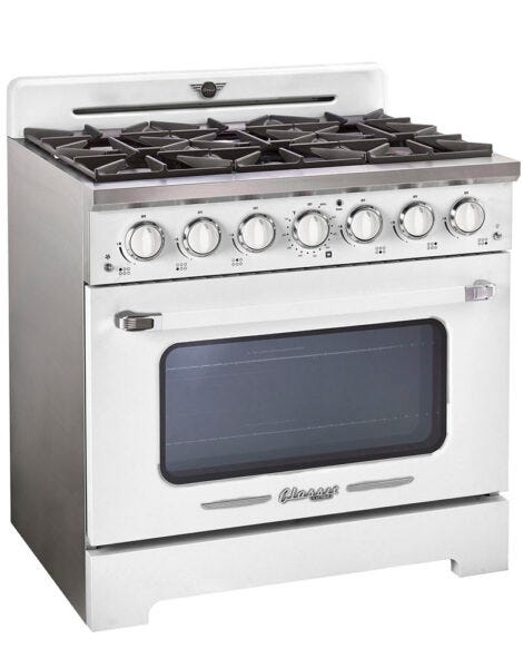 Unique 36' Classic Retro Marshmallow White Range with FR Triple Crown Burner UGP-36CR W