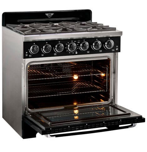Unique 36' Classic Retro Midnight Black Range with FR Triple Crown Burner UGP-36CR B