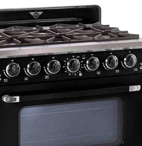 Unique 36' Classic Retro Midnight Black Range with FR Triple Crown Burner UGP-36CR B