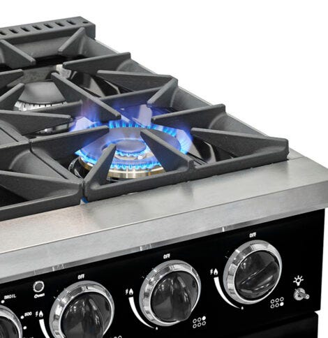 Unique 36' Classic Retro Midnight Black Range with FR Triple Crown Burner UGP-36CR B