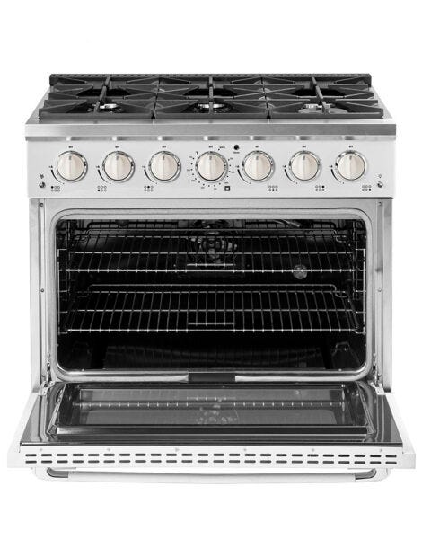 Unique 36' Classic Retro Marshmallow White Range with FR Triple Crown Burner UGP-36CR W