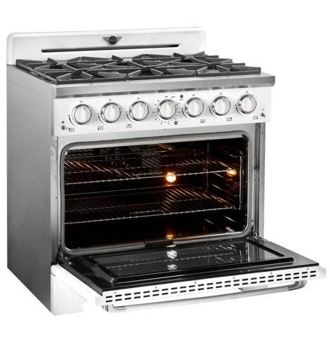Unique 36' Classic Retro Marshmallow White Range with FR Triple Crown Burner UGP-36CR W