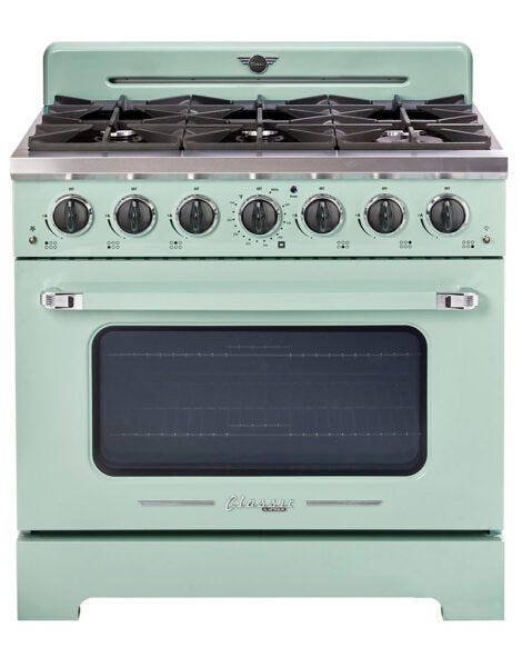 Unique 36' Classic Retro Summer Mint Green Range with FR Triple Crown Burner UGP-36CR LG