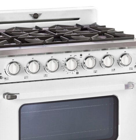 Unique 36' Classic Retro Marshmallow White Range with FR Triple Crown Burner UGP-36CR W