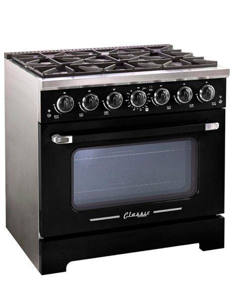 Unique 36' Classic Retro Midnight Black Range with FR Triple Crown Burner UGP-36CR B