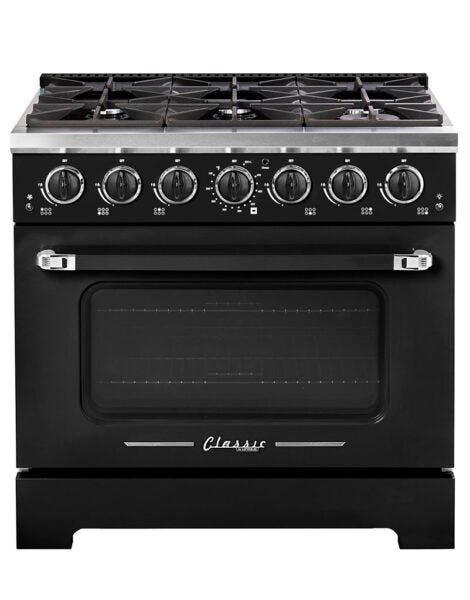 Unique 36' Classic Retro Midnight Black Range with FR Triple Crown Burner UGP-36CR B