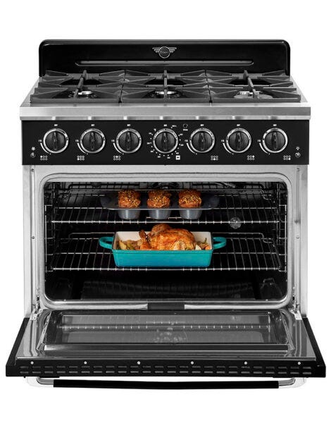 Unique 36' Classic Retro Midnight Black Range with FR Triple Crown Burner UGP-36CR B