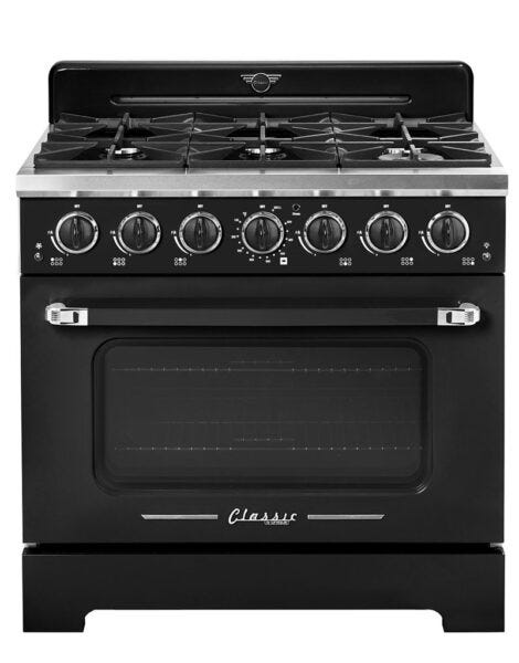 Unique 36' Classic Retro Midnight Black Range with FR Triple Crown Burner UGP-36CR B