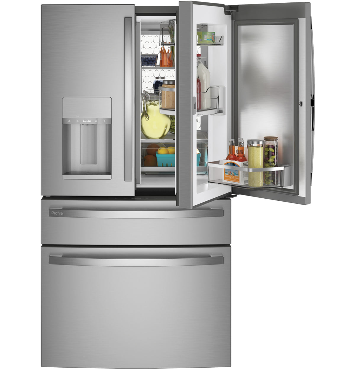 GE Profile™ 22.4 Cu. Ft. Smart Counter-Depth Fingerprint Resistant 4-Door French-Door Refrigerator with Door In Door PXD22BYPFS