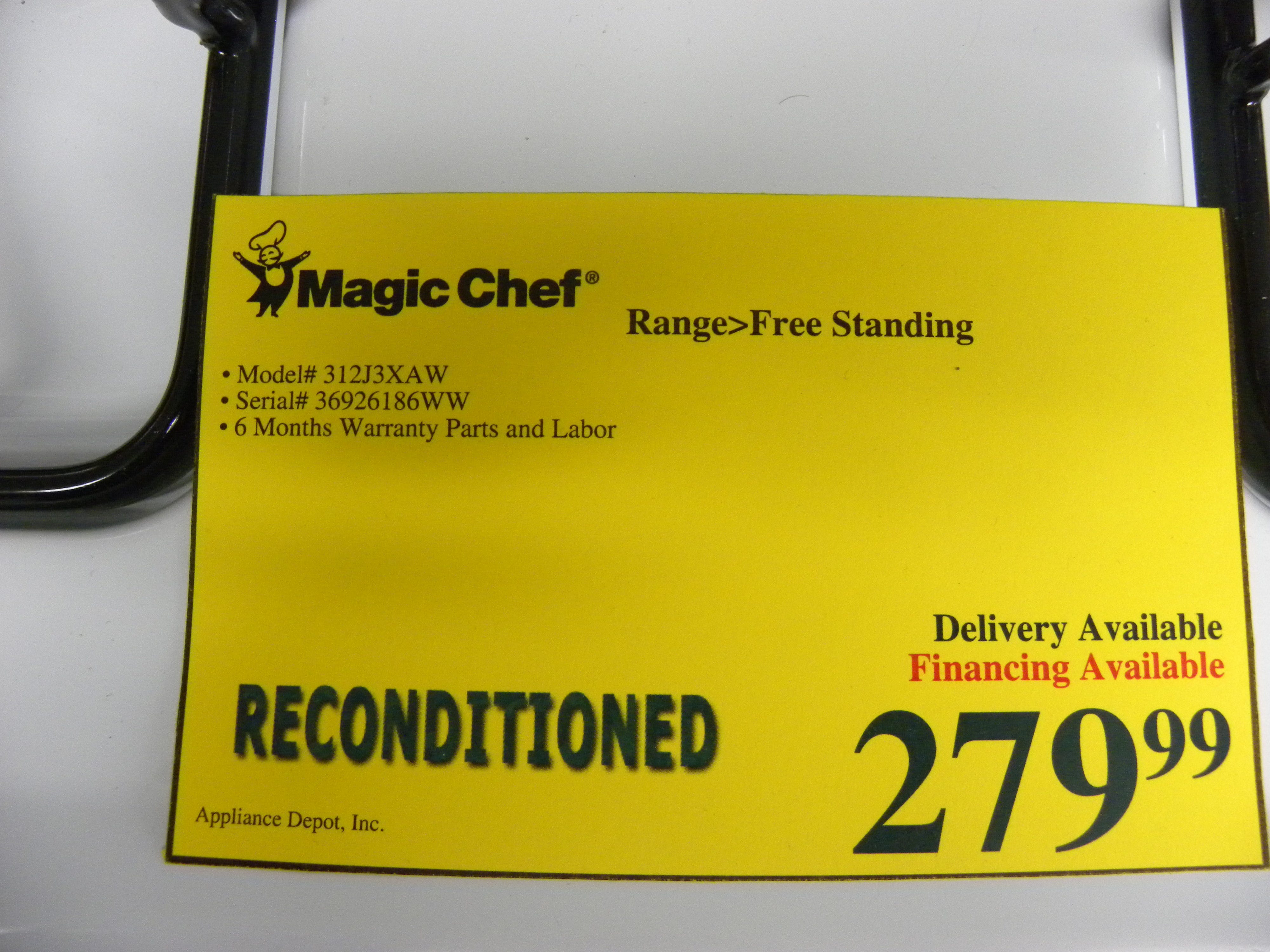Magic Chef Gas 30" Range Model 312J3XAW