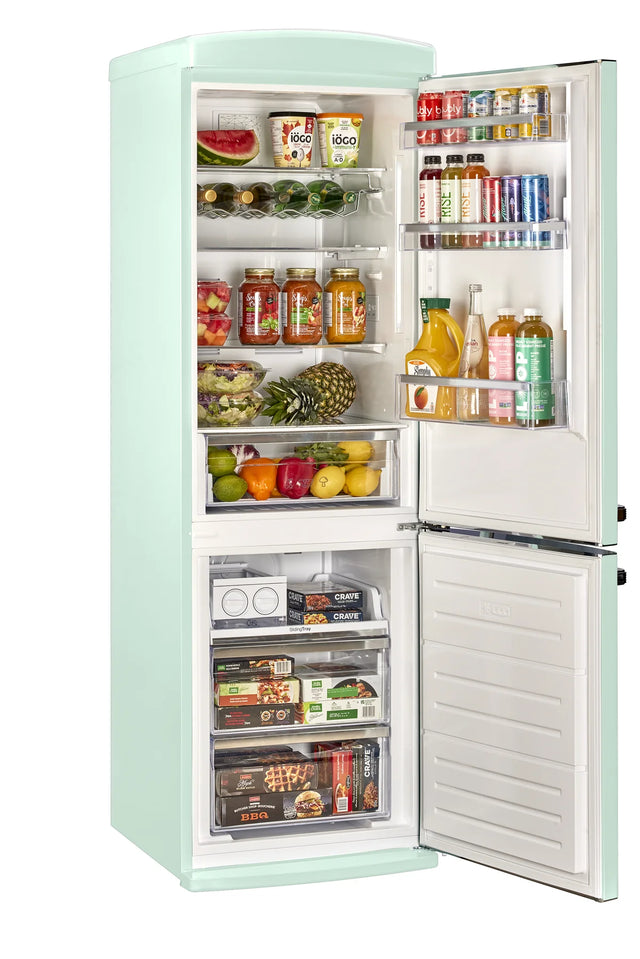 Classic Retro 23.6 in 11.7 cu. ft. Frost Free Retro Bottom Freezer Refrigerator in Summer Mint Green, ENERGY STAR UGP-340L LG AC