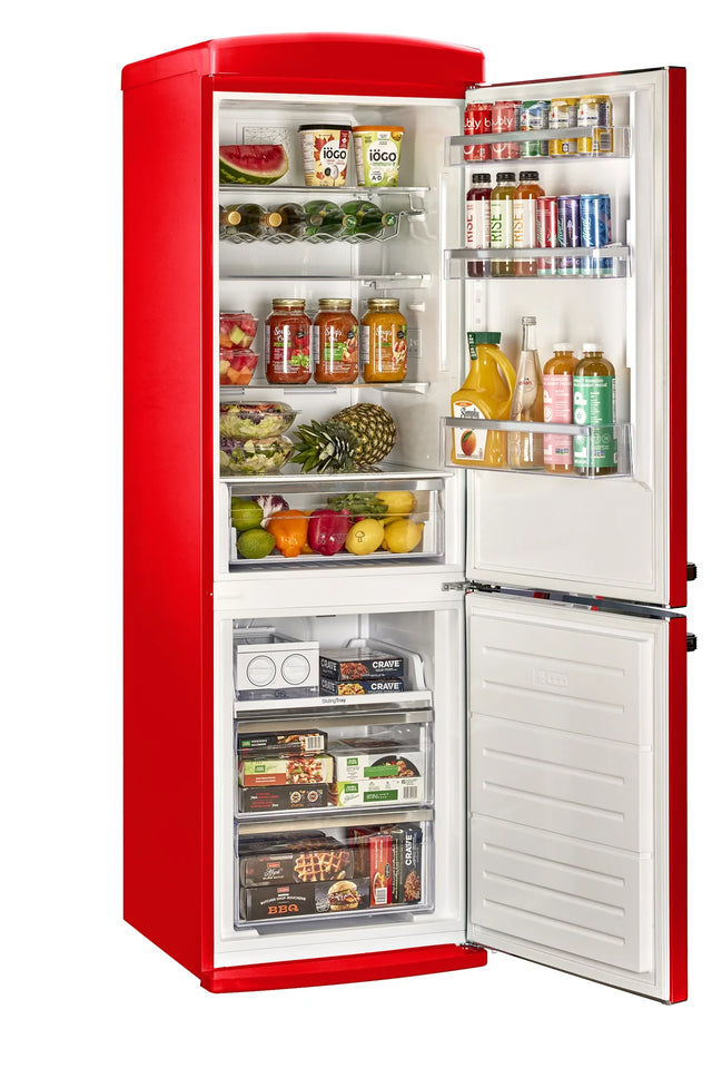 Classic Retro 23.6 in 11.7 cu. ft. Frost Free Retro Bottom Freezer Refrigerator in Candy Apple Red, ENERGY STAR UGP-340L R AC