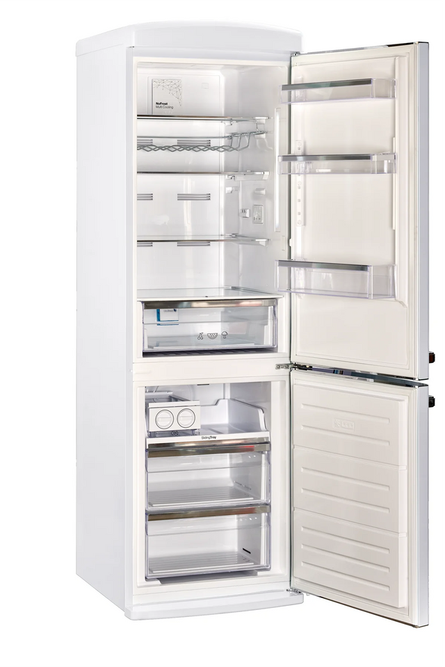 Classic Retro 23.6 in 11.7 cu. ft. Frost Free Retro Bottom Freezer Refrigerator in Marshmallow White, ENERGY STAR UGP-340L W AC