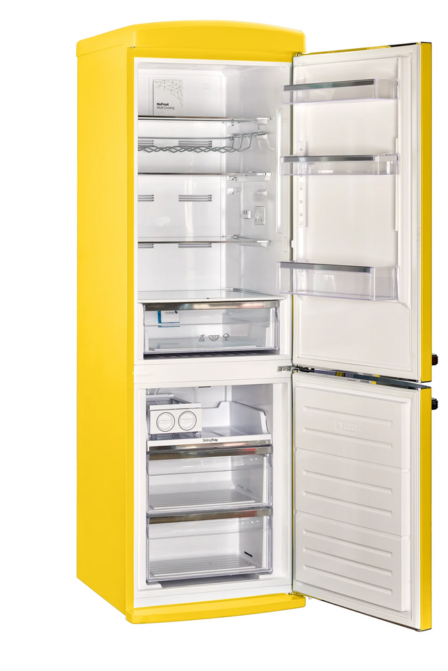Classic Retro 23.6 in 11.7 cu. ft. Frost Free Retro Bottom Freezer Refrigerator in Canary Yellow, ENERGY STAR UGP-340L Y AC