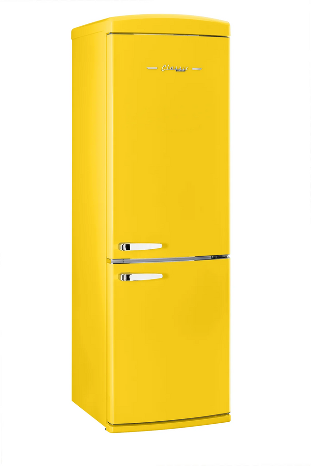 Classic Retro 23.6 in 11.7 cu. ft. Frost Free Retro Bottom Freezer Refrigerator in Canary Yellow, ENERGY STAR UGP-340L Y AC