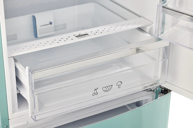 Classic Retro 23.6 in 11.7 cu. ft. Frost Free Retro Bottom Freezer Refrigerator in Ocean Mist Turquoise, ENERGY STAR UGP-340L T AC