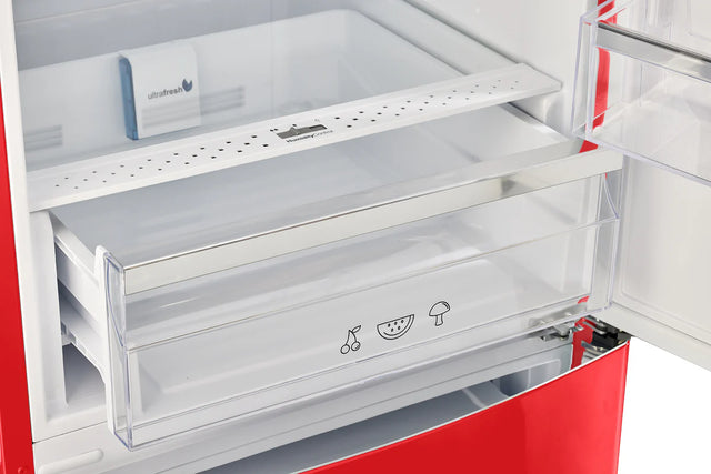 Classic Retro 23.6 in 11.7 cu. ft. Frost Free Retro Bottom Freezer Refrigerator in Candy Apple Red, ENERGY STAR UGP-340L R AC