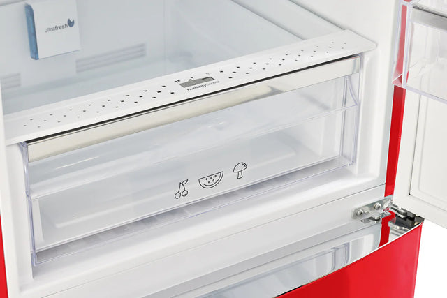 Classic Retro 23.6 in 11.7 cu. ft. Frost Free Retro Bottom Freezer Refrigerator in Candy Apple Red, ENERGY STAR UGP-340L R AC