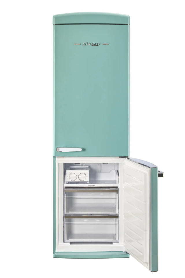 Classic Retro 23.6 in 11.7 cu. ft. Frost Free Retro Bottom Freezer Refrigerator in Ocean Mist Turquoise, ENERGY STAR UGP-340L T AC