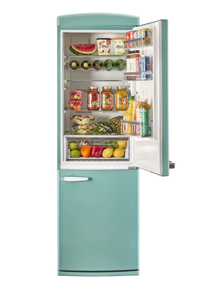 Classic Retro 23.6 in 11.7 cu. ft. Frost Free Retro Bottom Freezer Refrigerator in Ocean Mist Turquoise, ENERGY STAR UGP-340L T AC