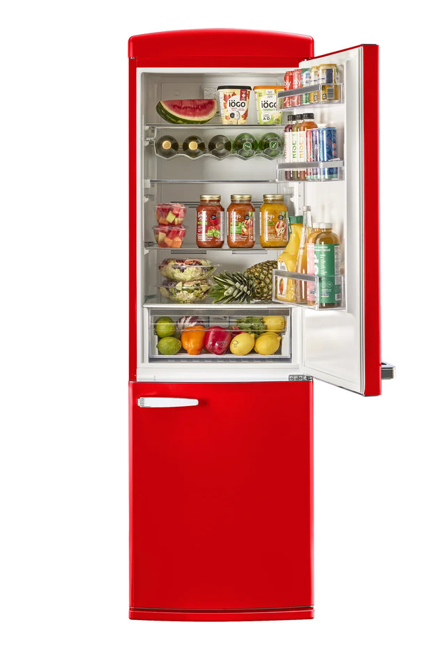 Classic Retro 23.6 in 11.7 cu. ft. Frost Free Retro Bottom Freezer Refrigerator in Candy Apple Red, ENERGY STAR UGP-340L R AC
