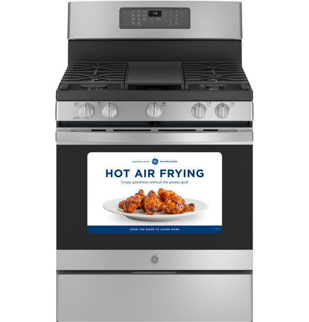 GE® 30" Free-Standing Gas Convection Range with No Preheat Air Fry JGB735SP1SS (S&D)