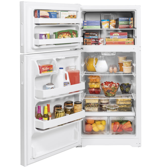 Hotpoint ENERGY STAR 15.6 Cu. Ft. Recessed Handle Top-Freezer Refrigerator HPE16BTNLWW