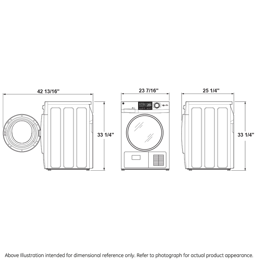 GE 24" 4.3 Cu.Ft. Front Load Vented Electric Dryer with Stainless Steel Basket GFD14ESSNWW