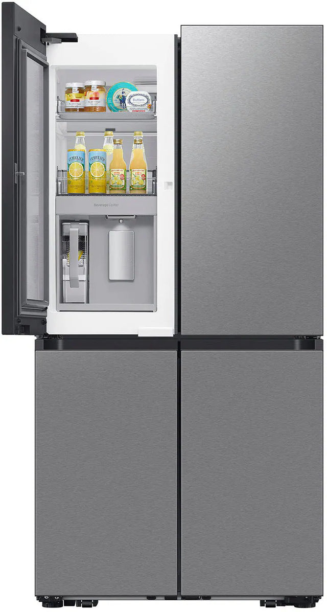 Samsung - Bespoke 29 Cu. Ft. 4-Door Flex French Door Refrigerator with Beverage Center - Stainless Steel RF29DB9600QLAA