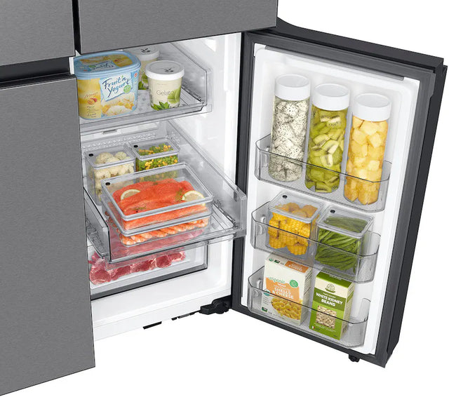 Samsung - Bespoke 29 Cu. Ft. 4-Door Flex French Door Refrigerator with Beverage Center - Stainless Steel RF29DB9600QLAA