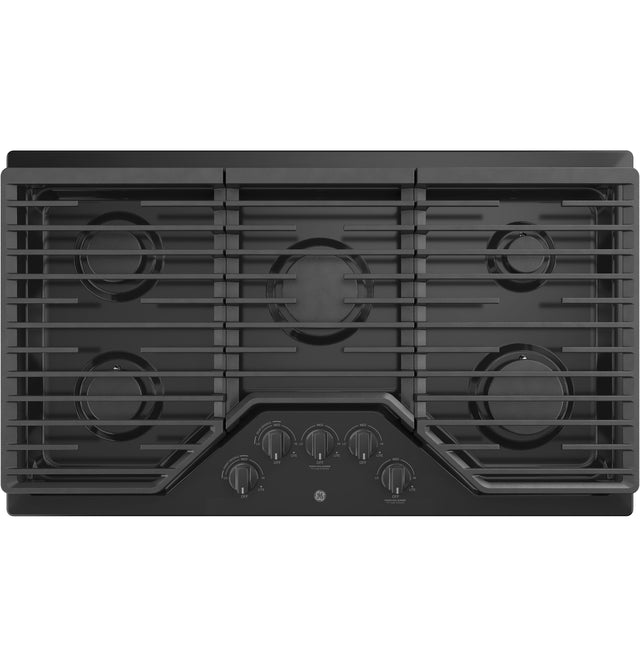GE 36" Built-In Gas Cooktop with 5 Burners and Dishwasher Safe Grates JGP5036DLBB