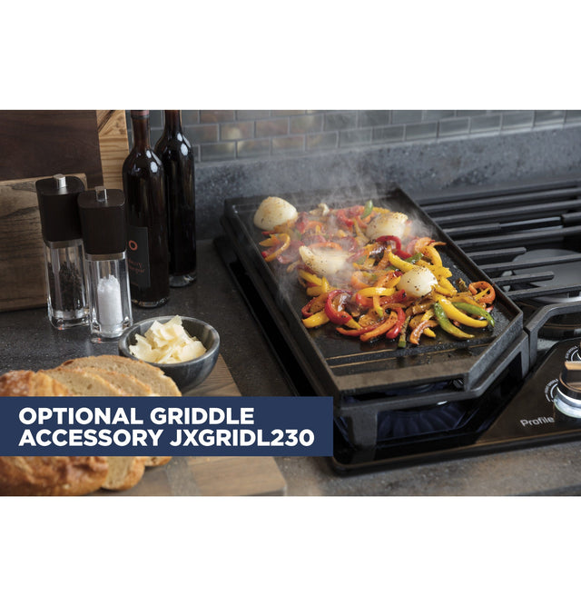 GE Profile 30" Built-In Gas Cooktop with 5 Burners and an Optional Extra-Large Cast Iron Griddle PGP7030DLBB