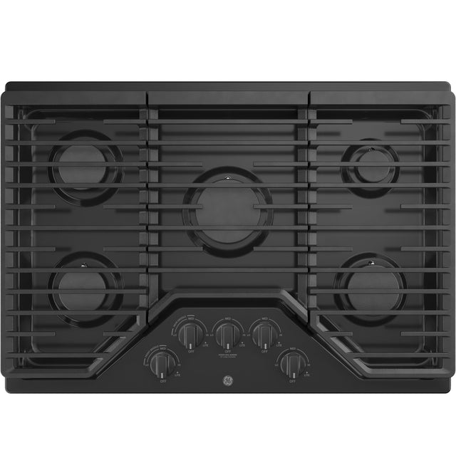 GE 30" Built-In Gas Cooktop with 5 Burners and Dishwasher Safe Grates JGP5030DLBB