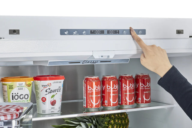 Classic Retro 36-inch 21.4 cu. ft. Frost Free French Door Counter Depth Refrigerator with Built-In Ice Maker in Ocean Marshmallow White, ENERGY STAR® UGP-595L W AC