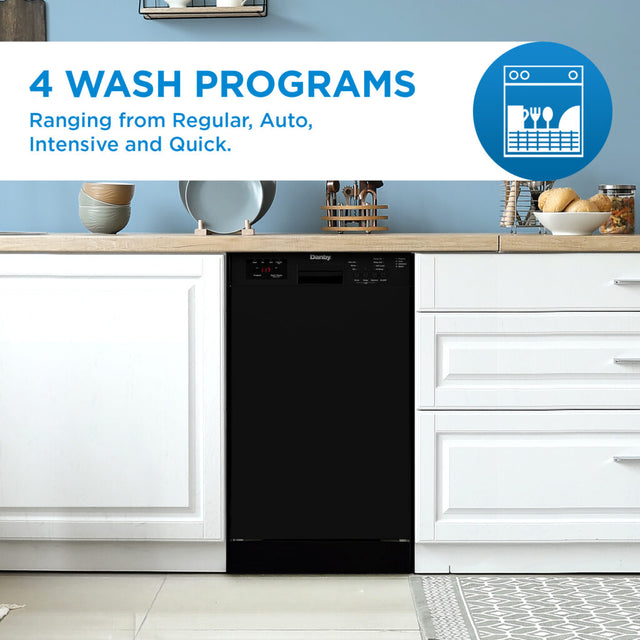 Danby 18″ Wide Built-in Dishwasher in Black DDW18D1EB
