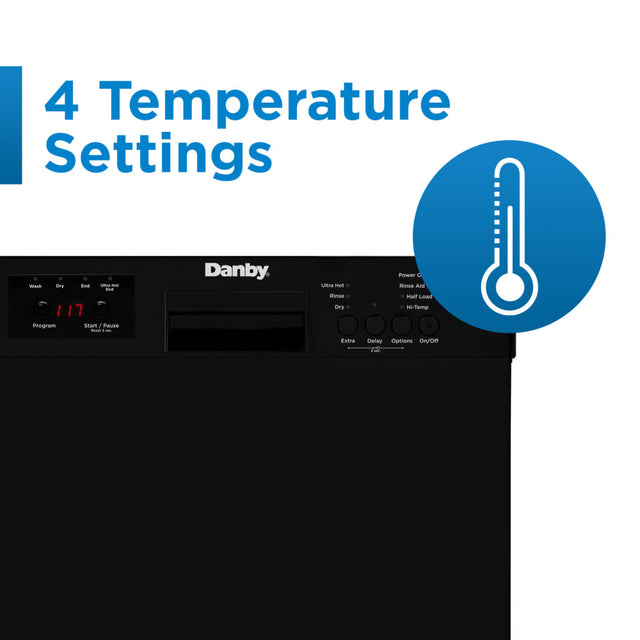 Danby 18″ Wide Built-in Dishwasher in Black DDW18D1EB