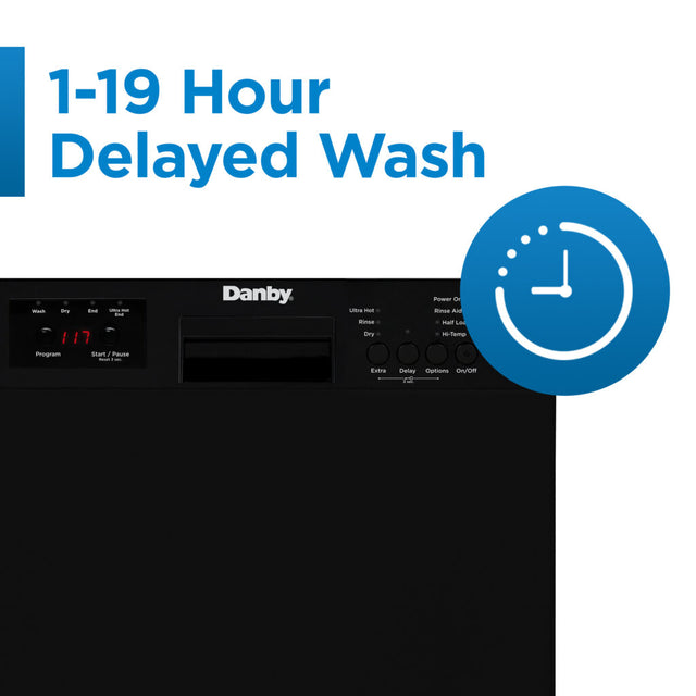 Danby 18″ Wide Built-in Dishwasher in Black DDW18D1EB
