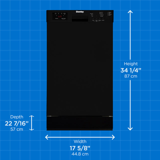 Danby 18″ Wide Built-in Dishwasher in Black DDW18D1EB
