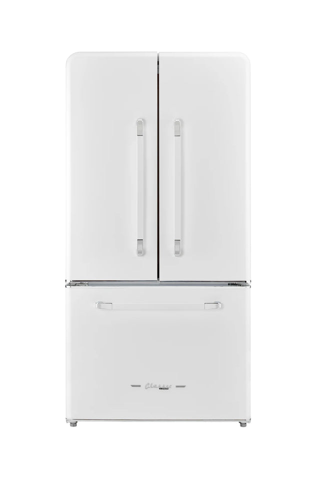Classic Retro 36-inch 21.4 cu. ft. Frost Free French Door Counter Depth Refrigerator with Built-In Ice Maker in Ocean Marshmallow White, ENERGY STAR® UGP-595L W AC