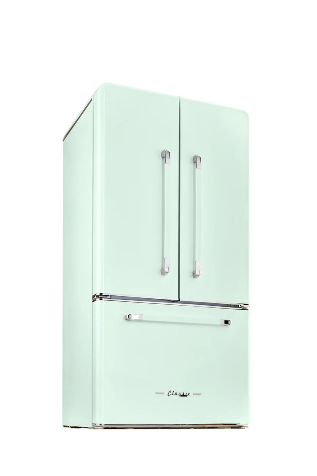 Classic Retro 36-inch 21.4 cu. ft. Frost Free French Door Counter Depth Refrigerator with Built-In Ice Maker in Summer Mint Green, ENERGY STAR® UGP-595L LG AC