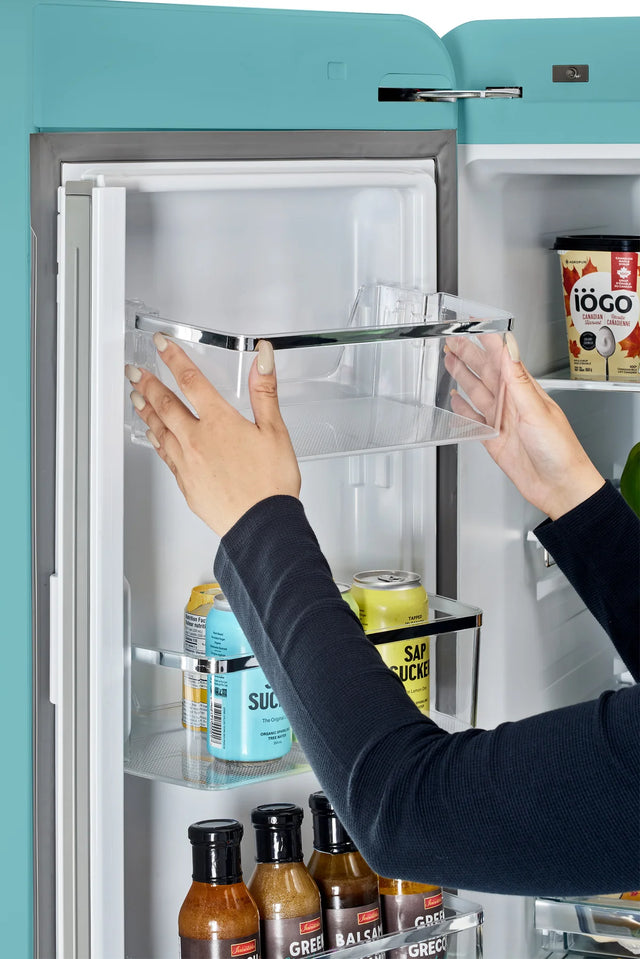 Classic Retro 36-inch 21.4 cu. ft. Frost Free French Door Counter Depth Refrigerator with Built-In Ice Maker in Ocean Mist Turquoise, ENERGY STAR® UGP-595L T AC