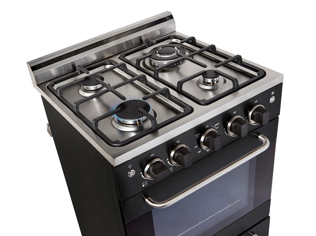 Unique Prestige 24' Black Convection Gas Range, Electronic ignition UGP-24V PC1 B
