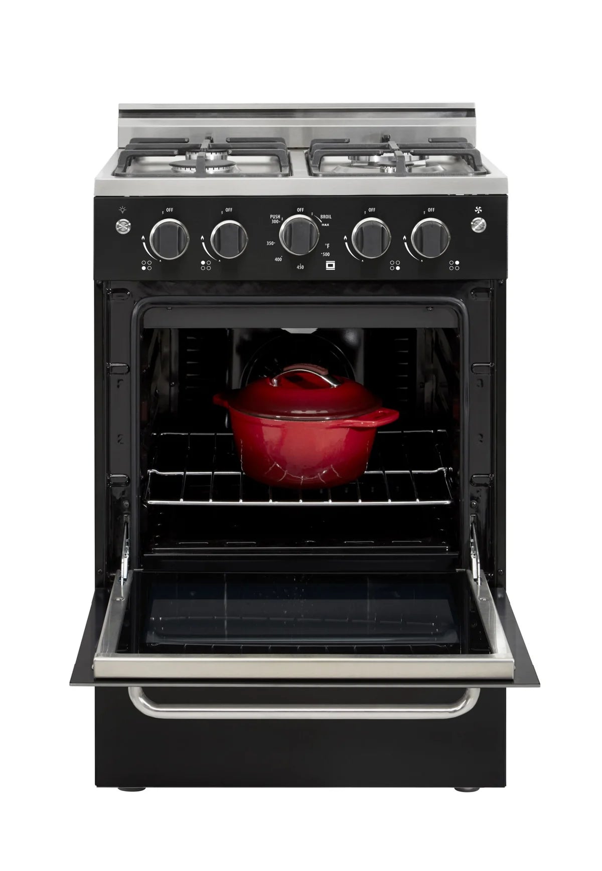 Unique Prestige 24' Black Convection Gas Range, Electronic ignition UGP-24V PC1 B
