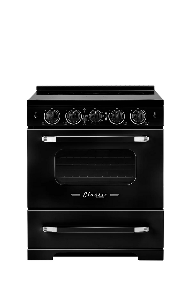 Unique 30' Classic Retro Induction Range Midnight Black UNQ-30CR IC B
