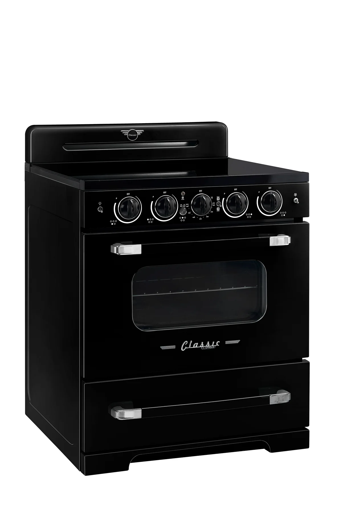 Unique 30' Classic Retro Induction Range Midnight Black UNQ-30CR IC B