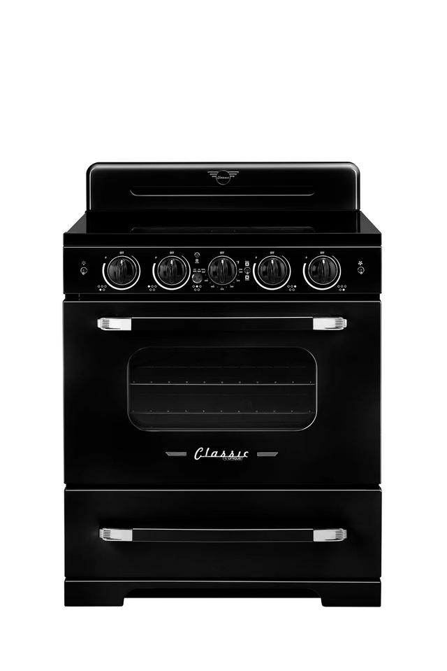 Unique 30' Classic Retro Induction Range Midnight Black UNQ-30CR IC B