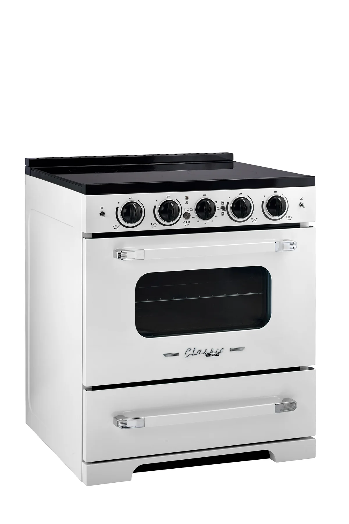 Unique 30' Classic Retro Induction Range Marshmallow White UNQ-30CR IC W