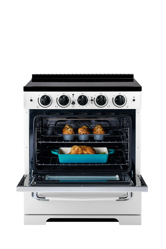 Unique 30' Classic Retro Induction Range Marshmallow White UNQ-30CR IC W