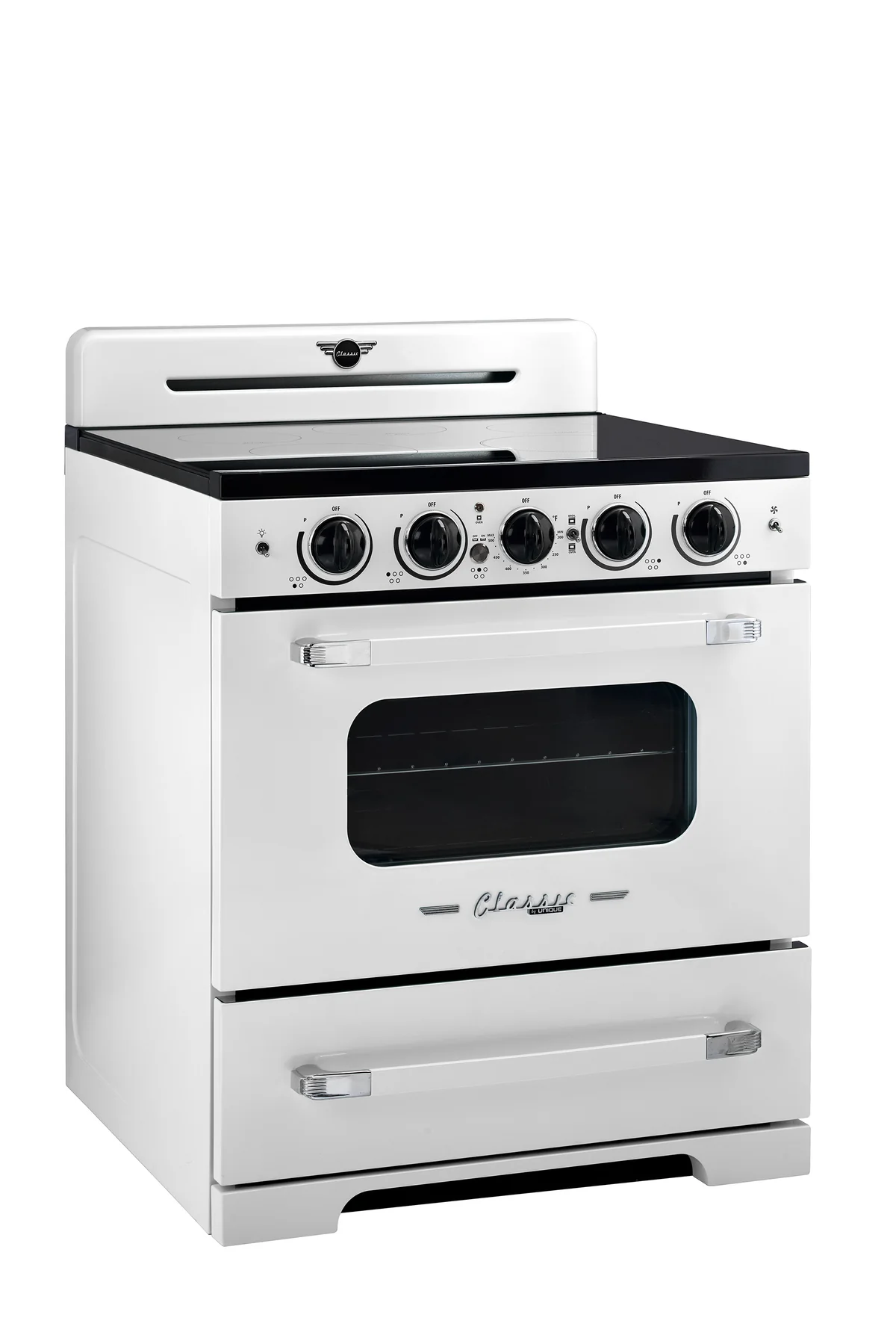 Unique 30' Classic Retro Induction Range Marshmallow White UNQ-30CR IC W
