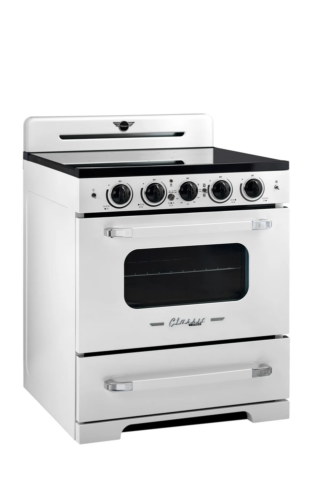 Unique 30' Classic Retro Induction Range Marshmallow White UNQ-30CR IC W